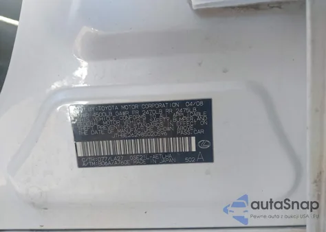 2008 Lexus Is 350 z USA, uszkodzony, nr VIN JTHBE262985020596